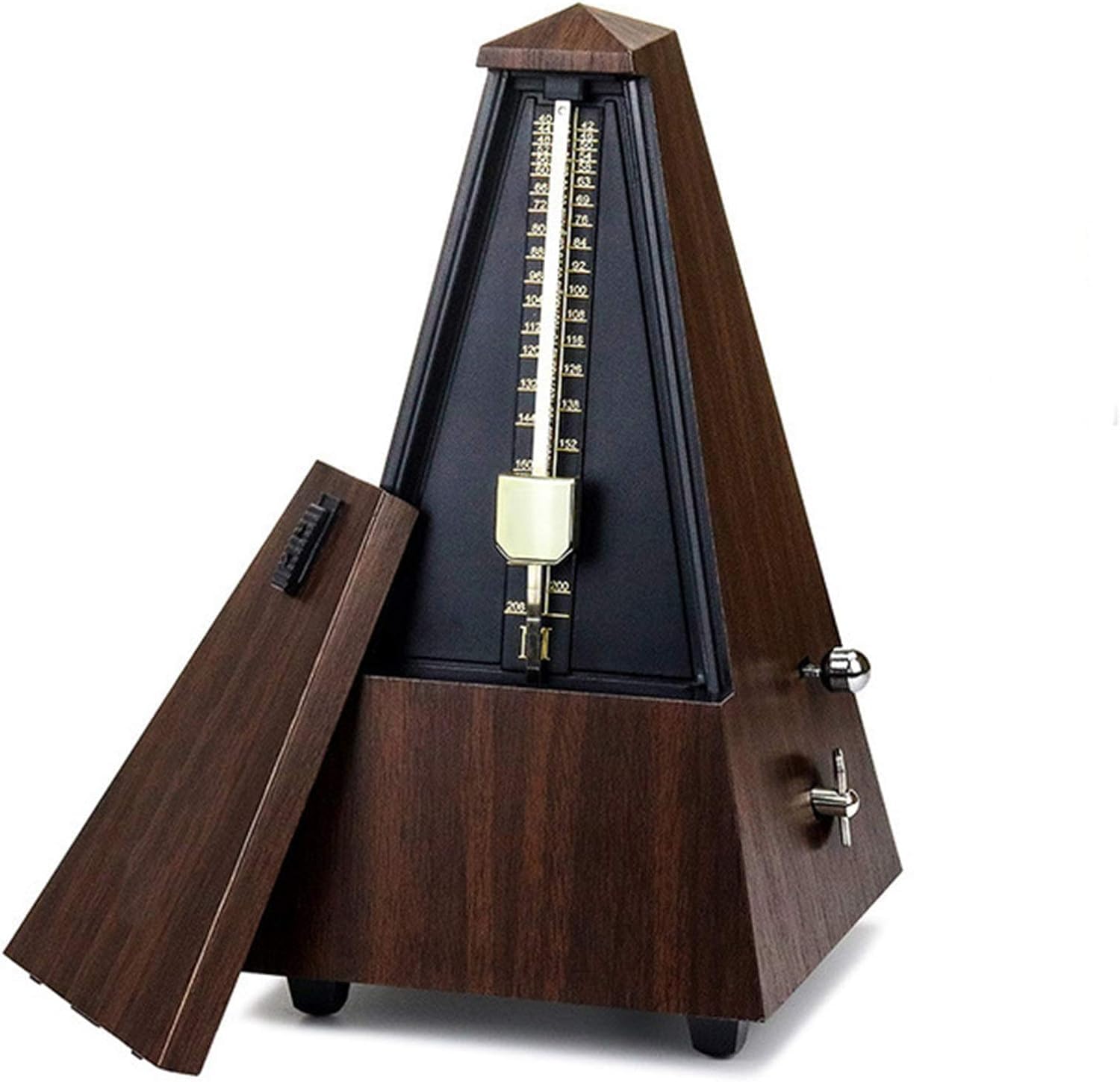 Metrónomo mecánico, Metrónomo de guitarra tipo torre, timbre de campana, péndulo mecánico de ritmo de violín y piano for guitarra, tambor, timbre de campana con clic audible(Teak)