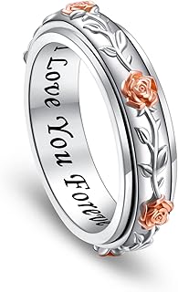 HOOHWE Anxiety Ring for Women, S925 Sterling Silver Fidget Rings for Anxiety for Women Spinner Rings Anxiety Fidget Jewelry Ring Boredom ADHD Autism Rings for Women Men Teens