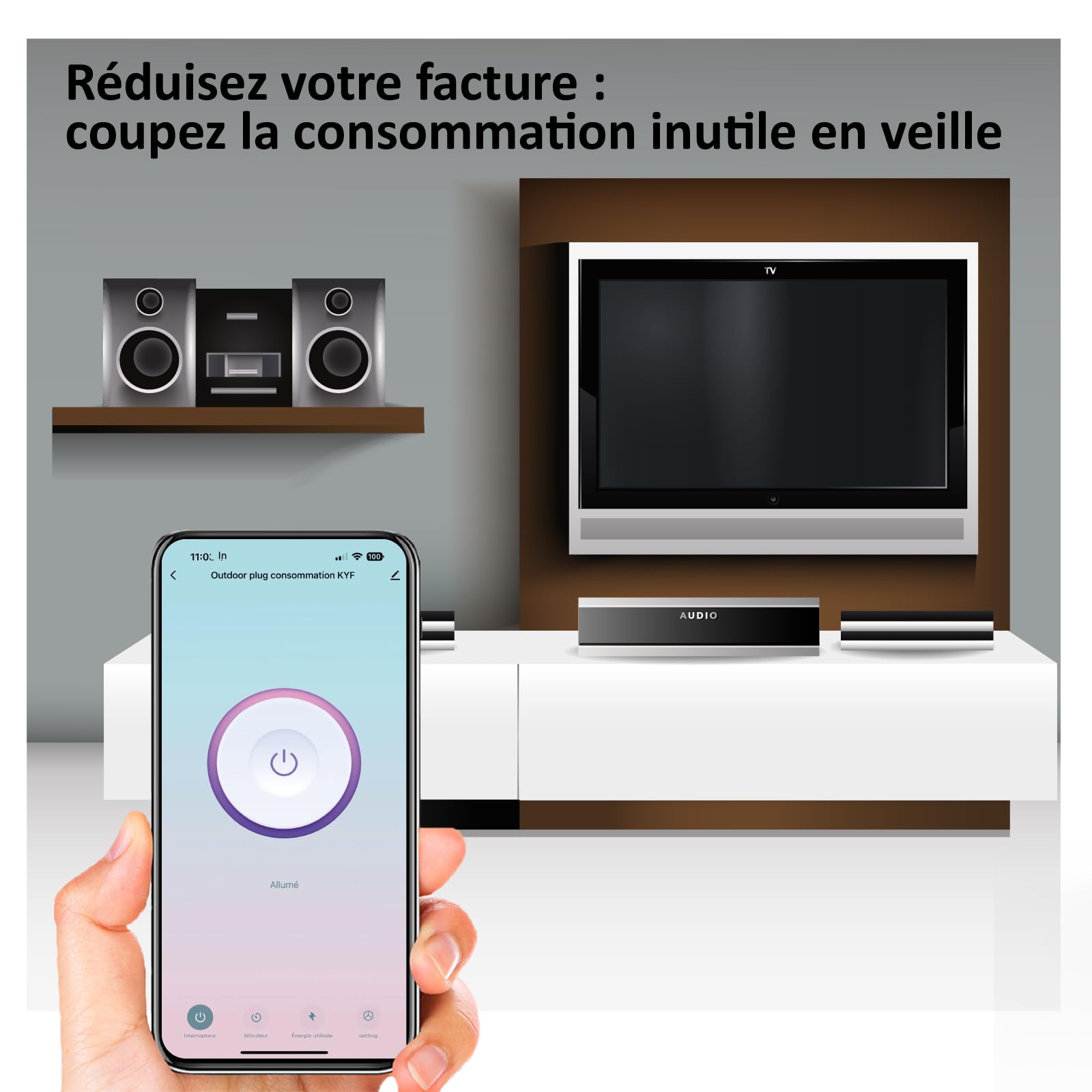 KYF Lot de 2 Prises intérieures encastrées 3000W connectées Wifi + Suivi de consommation + Compatible assistants vocaux