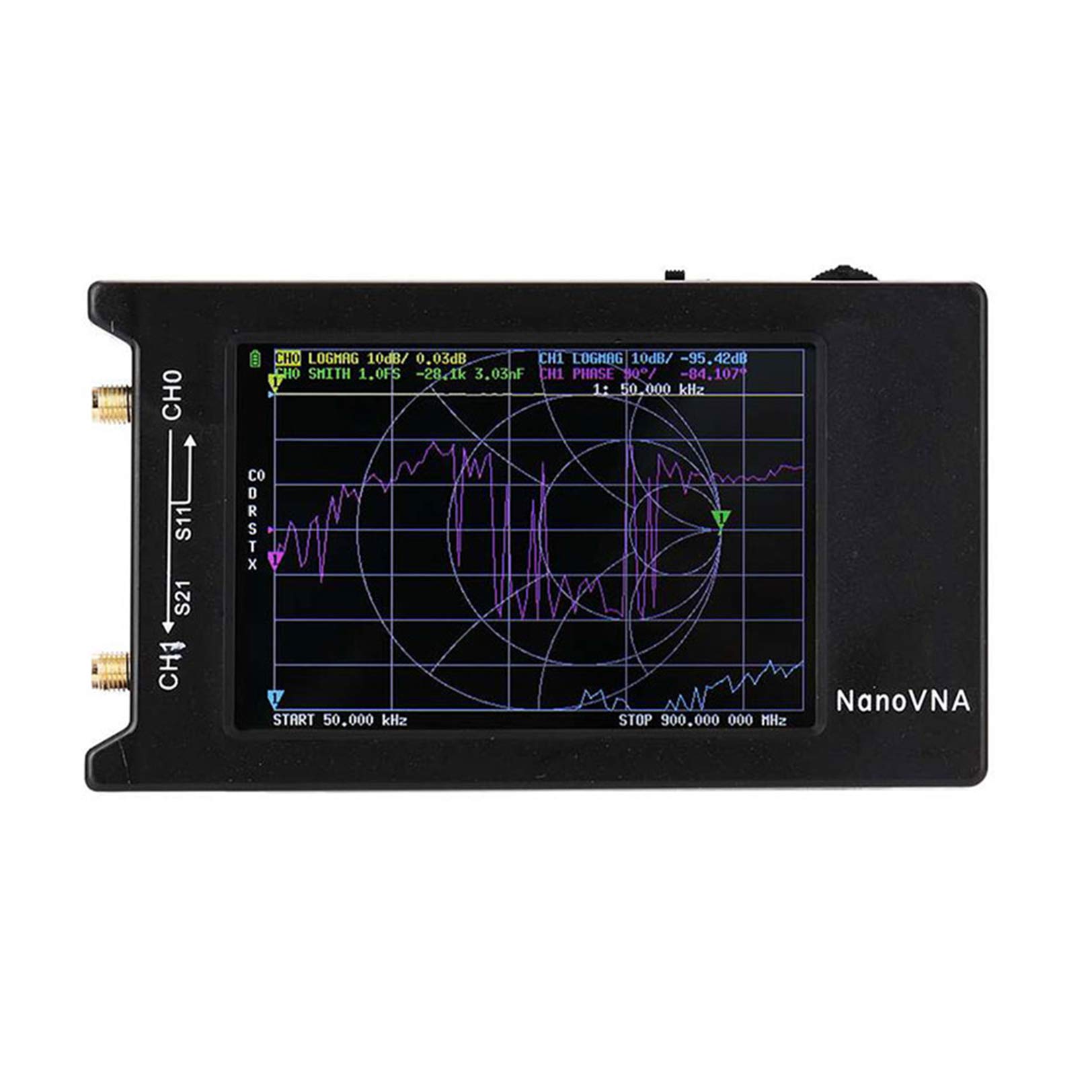 GSSFDJ 50Khz-1.5Ghz Vector Network Analyzer Shortwave HF Antenna Analyzer, Measuring S Parameters, Voltage Standing Wave Ratio, Phase, Delay, Smith Chart, Time Domain Analysis,133x75x18mm