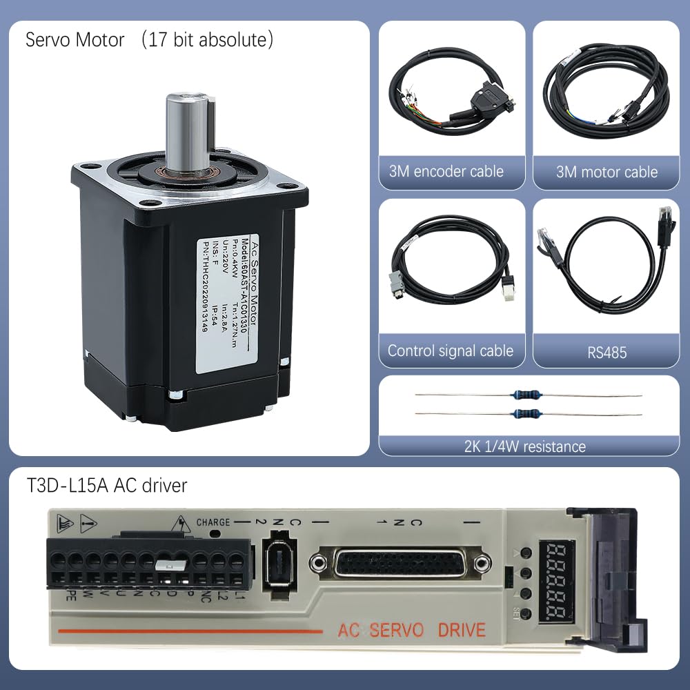 Servomotore 400W 600W 750W 1000W con flangia 60 80 17 Bit Assoluto AC 220V Servo Driver ad alta precisione Servo magnetico 3000-6000RPM (1000W)