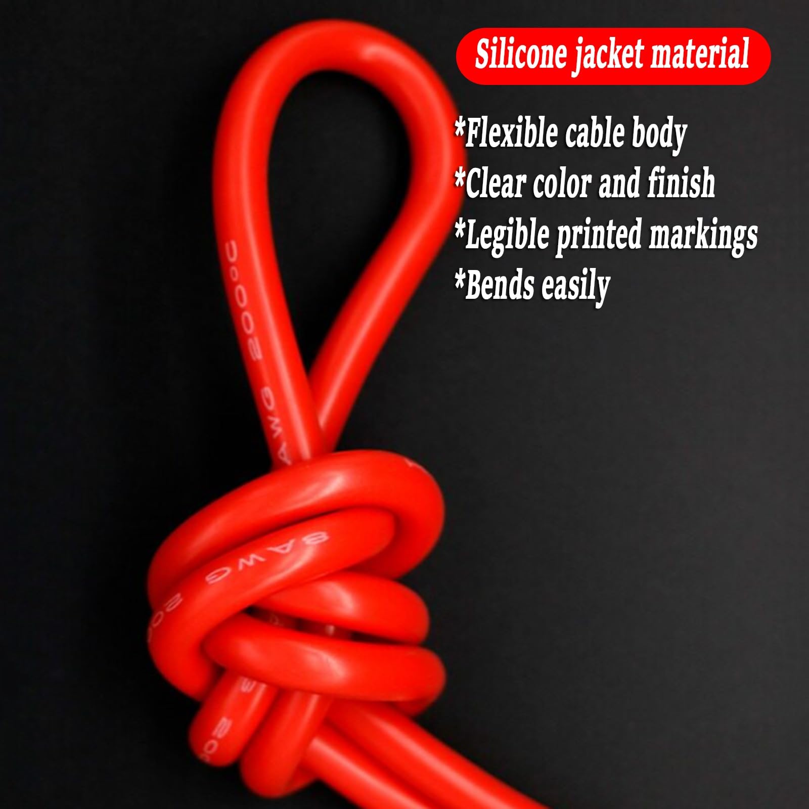 Cable Silicona Alta Temp, Cobre Estañado Flexible Cable Eléctrico 50FT(Red,2.5mm²(14AWG))