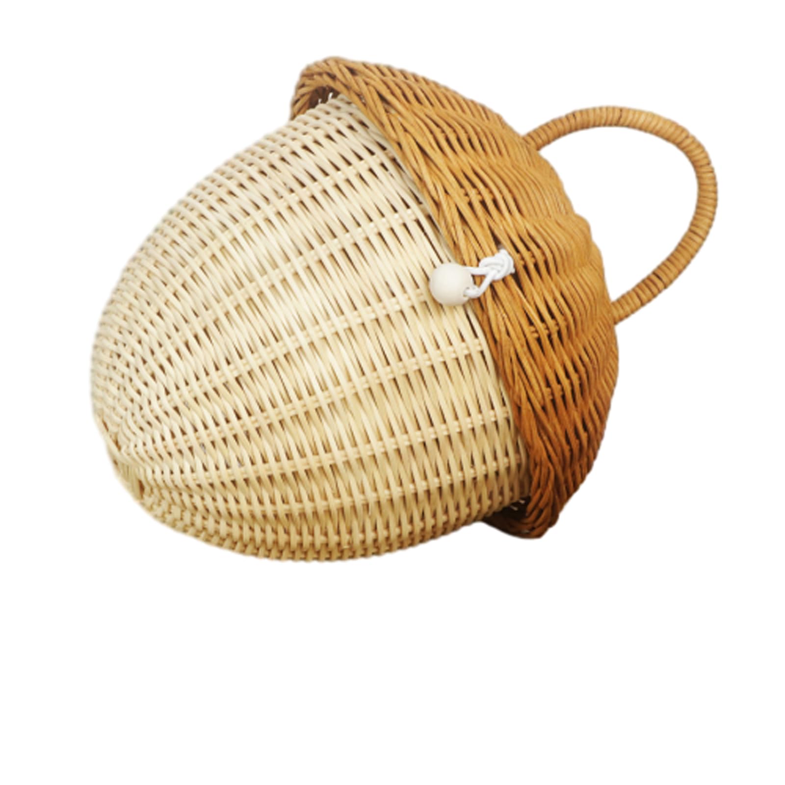 SXFSDOU Mushroom Basket with Lid House Shaped Portable Decorative Rattan Baskets Handle Photography Props-Gifts(D)