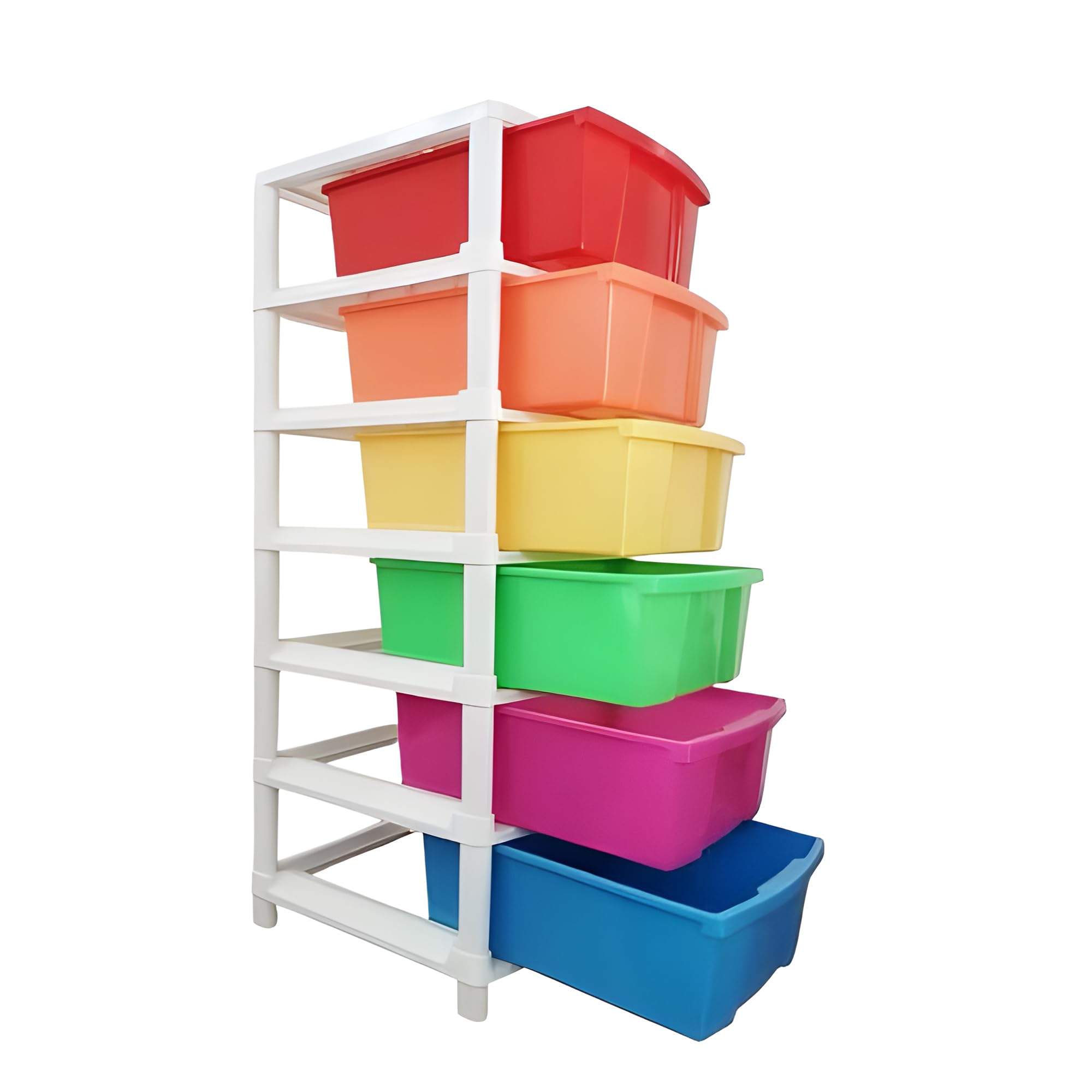 Sulfar 6XL Plastic Modular Drawer System for Home, Office, Hospital, Parlor, School, Doctors, Home and Kids, Product Dimension When assembeled (38cmx30cmx116cm) (6XL) (Multicolor)