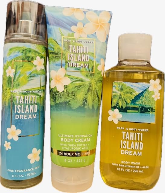 Body Care - BBWs Tahiti Island Dream Trio Set - Fragrance Mist, Body Wash & Body Cream (Packaging may vary)