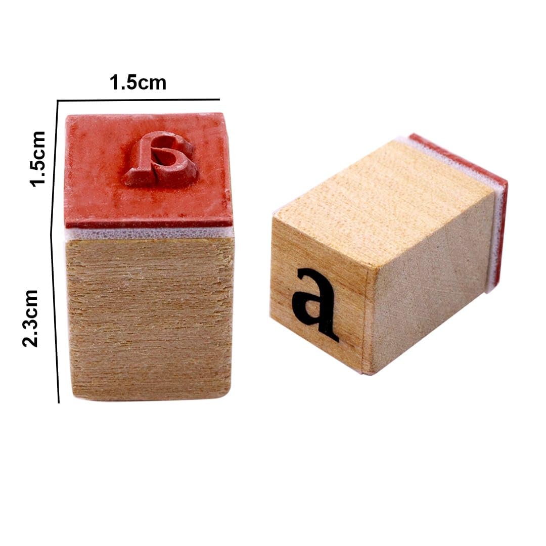 Aadya Crafts Wooden Stamps Alphabet Lower Case with Ink Pad Set Size (2.3 cm x 1.5 cm x 1.5 cm) Ws-2081 1