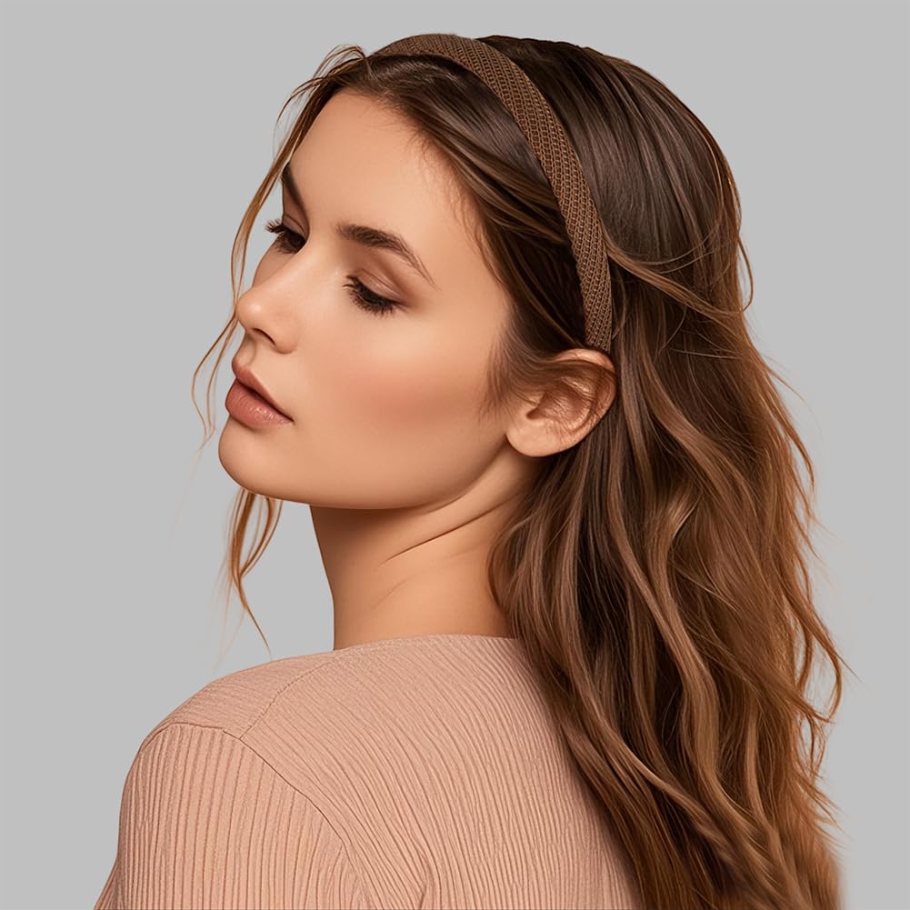 Trendy Non Slip Headbands for Women 4PCS Thin Knitted Fashion Plain Hair Bands Cute Elastic Headbands for Women & Girls 0.6 Inch Wide Women's Hair Accessories - Image 5