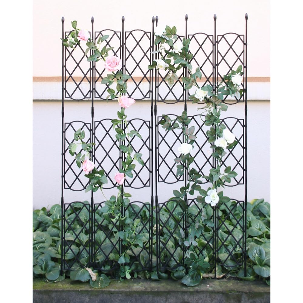 Pflanzenstütze für Kletterpflanzen im Freien, hoher Spalierzaun für Zimmerpflanzen, Gartenspalier zum Klettern von Blumengemüse im Innen- und Außenbereich (Farbe: Schwarz, Größe: 60 x 16 cm/23,6 x 6