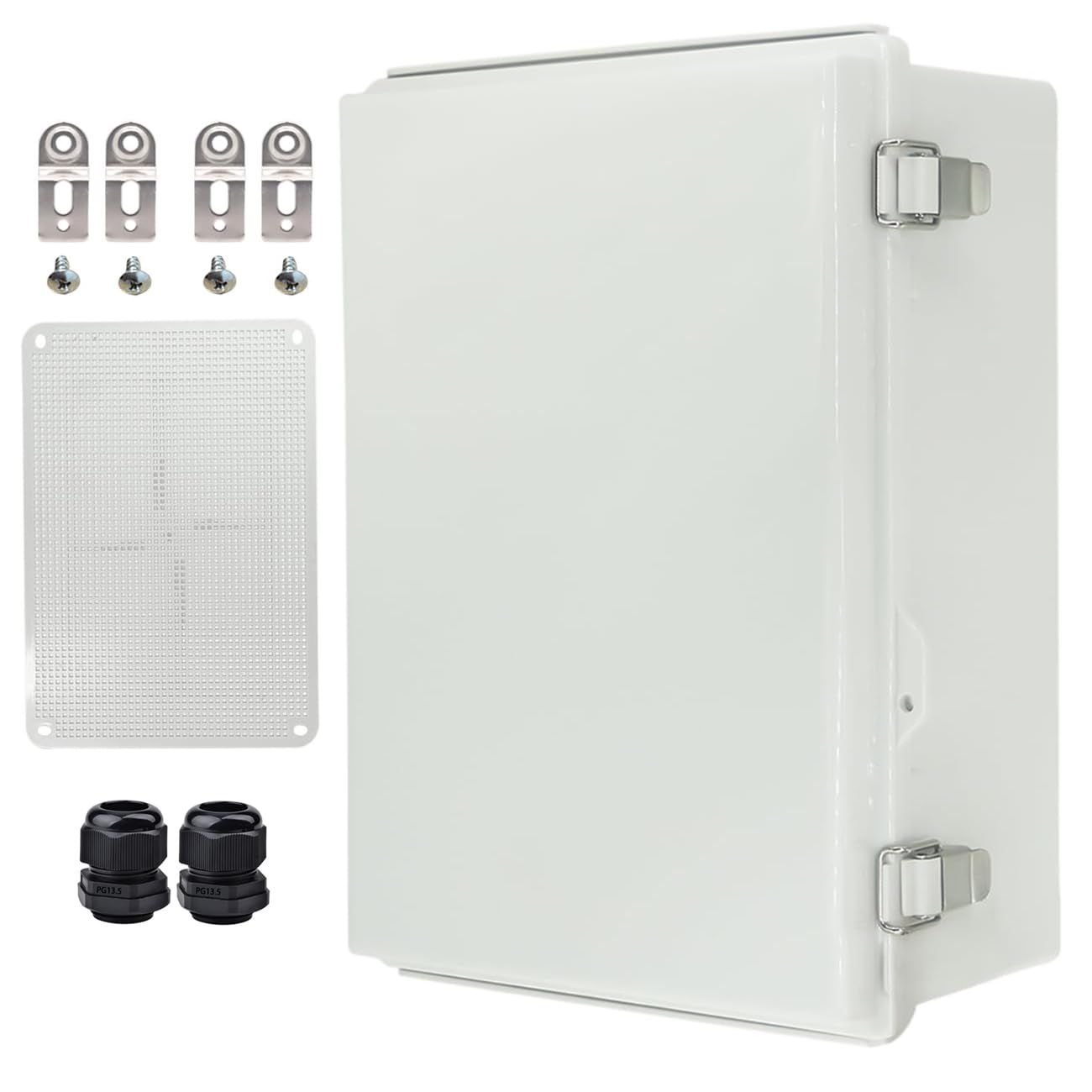 Outdoor Waterproof Electrical Box Junction Box Weatherproof IP67 ABS Plastic Enclosure Switch Router Project Box Electronics Enclosure with Mounting Plate Wall Bracket Grey 14.6"x10.6"x5.9"