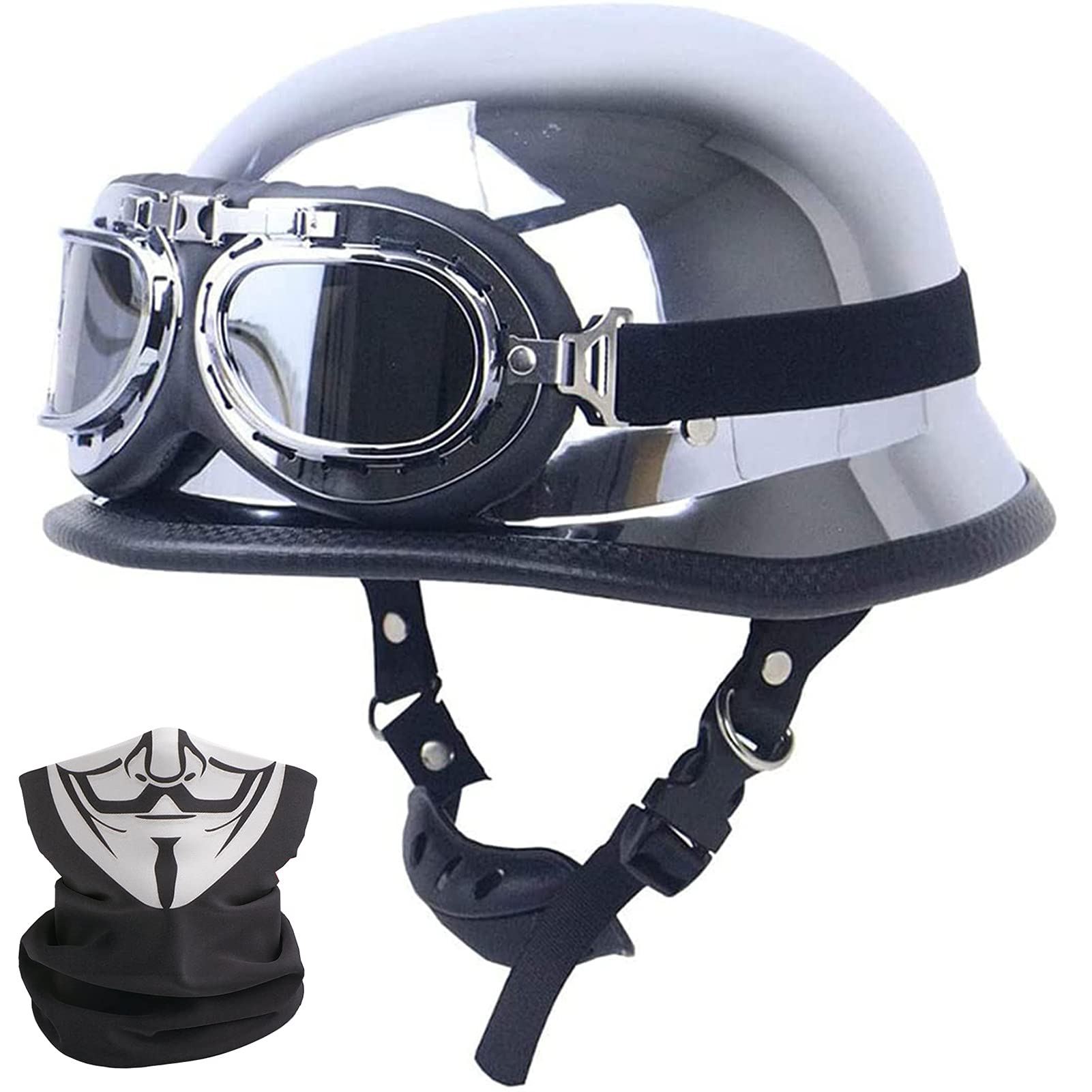 Buy OUUUKL Motorcycle Half Helmet, Vintage Open Face Helmet, German