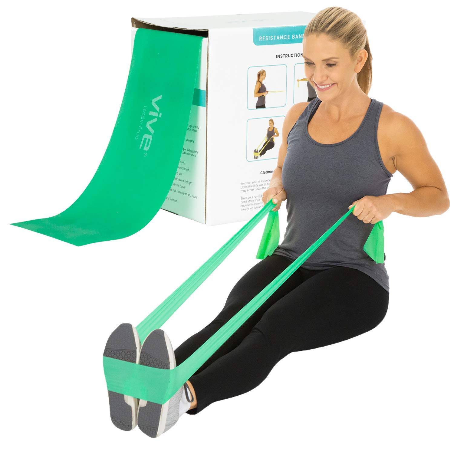 Vive Professional Resistance Bands - 25 Yard Non-Latex Roll for Physical Therapy, Lower and Upper Body Exercise Workout - Straight Elastic for Strength Training, Rehabilitation, Women, Men