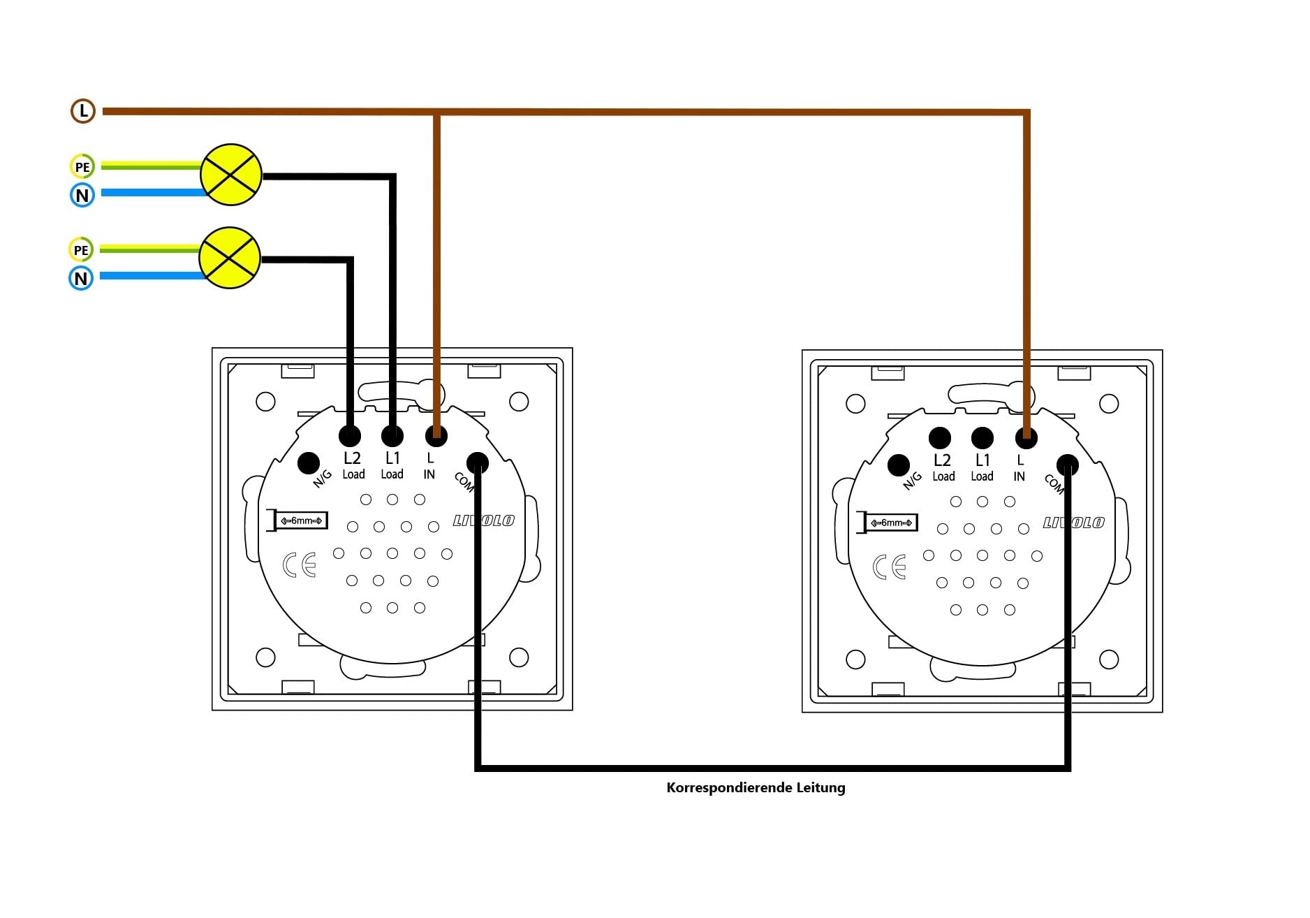 LIVOLO Touch Serienwechselschalter und Steckdose mit Glasrahmen VL-C702S/C7C1EU-11-A Weiß
