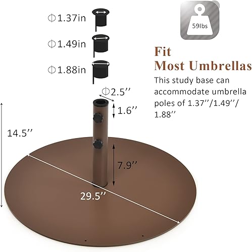 Miniatura 5 de Tangkula Base de sombrilla de patio de 59 libras, soporte redondo para sombrilla de 29.5 pulgadas, soporte de acero al aire libre para patio