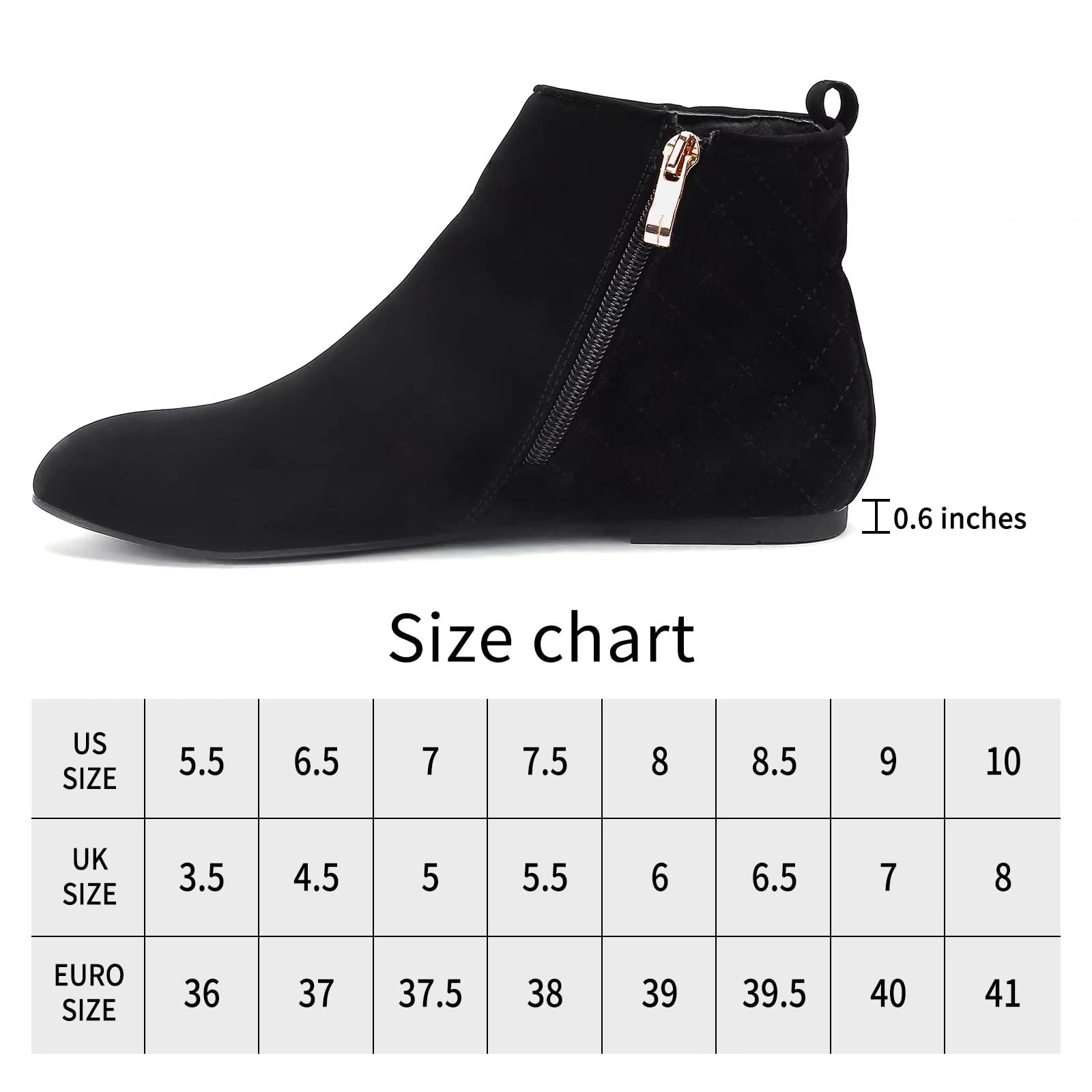 MaxMuxun Femmes Chaussures Bottes Plates Classique en Daim matelassé avec Fermeture à glissière