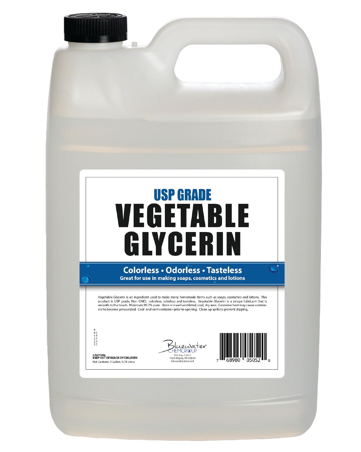 Vegetable Glycerin - 1 Gallon - All Natural, USP Grade - Premium Quality Liquid Glycerin, Excellent Emollient Qualities, Amazing Skin and Hair Benefits, DIY Beauty Products