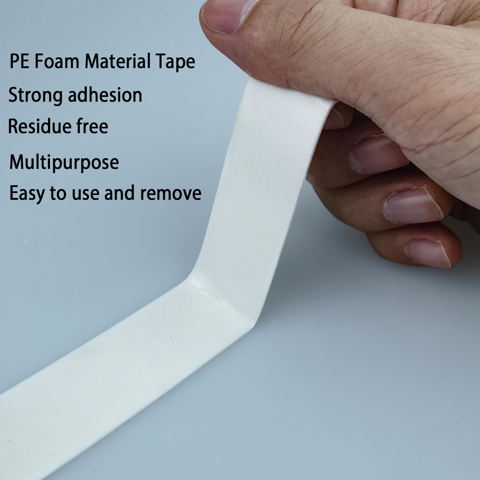 Cinta de doble cara de 2.5 cmx5 m, cinta de montaje resistente, tiras de espuma de polietileno removible, resistente al agua, libre de daños para pintura de pared para colgar carteles
