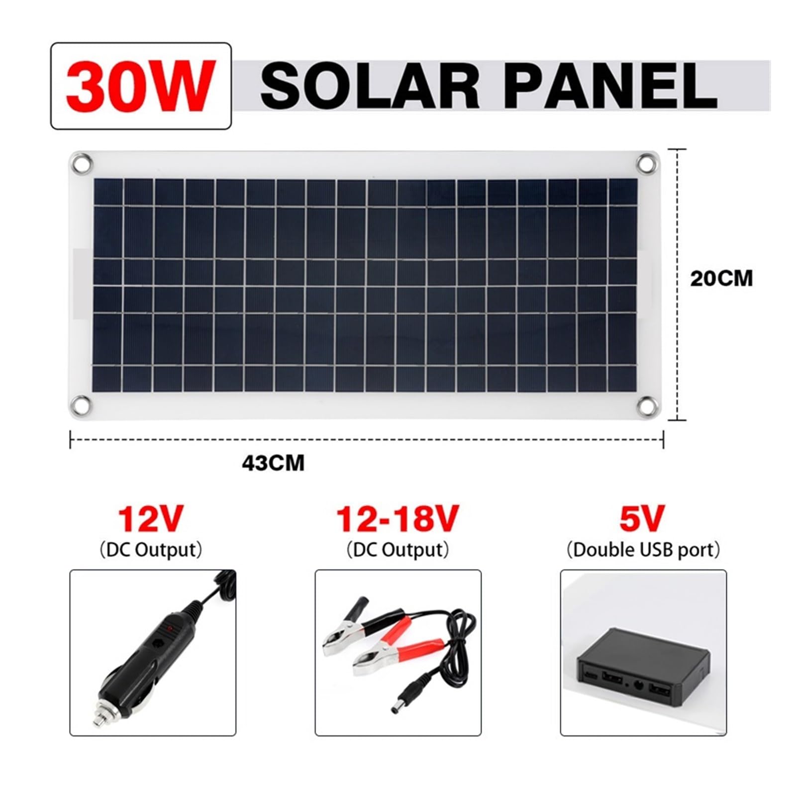 System zasilania energią słoneczną 30W Panel słoneczny Ładowarka Inwerter Zestaw USB Kompletny kontroler Home Grid Camping Idealny Wynik(Style 2)