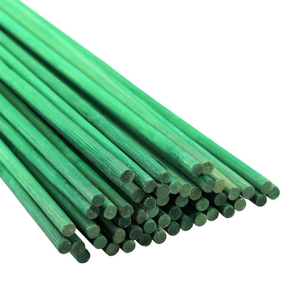 KINGLAKE 50 Pcs 60cm (23.6") Green Plant Support Sticks Canes For Flowers Garden