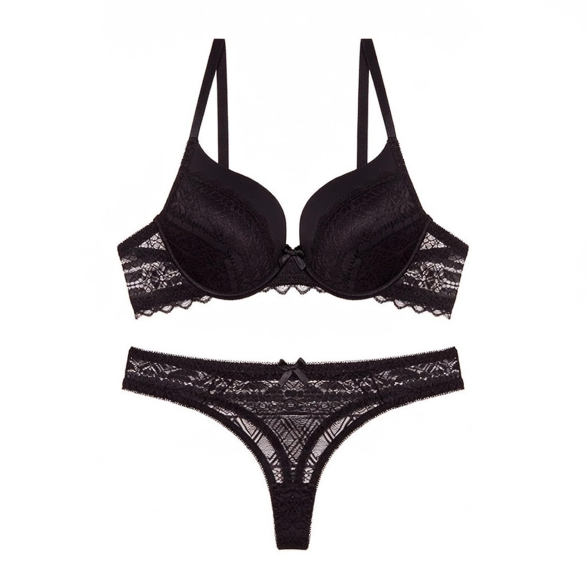 secret lives Polyester Lace Women Bridal Underwire Padded Hipster Lingerie Set-picture-14