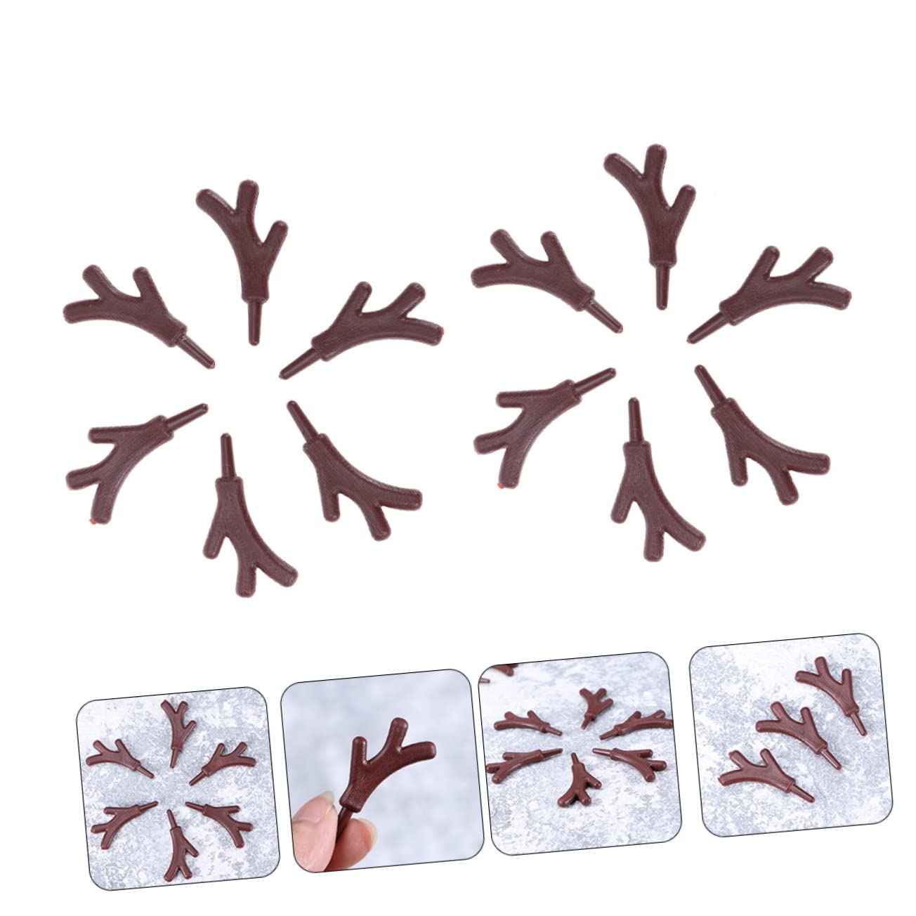 NUOBESTY 3 Sätze Ast Geweih Zweiggeweihe Selber Machen Schneemann Diy Verzierung Weihnachtsschneemannaufkleber Bausatz Weihnachtsfensteraufkleber Rentiergeweih Brown Plastik 120 Stück * 3