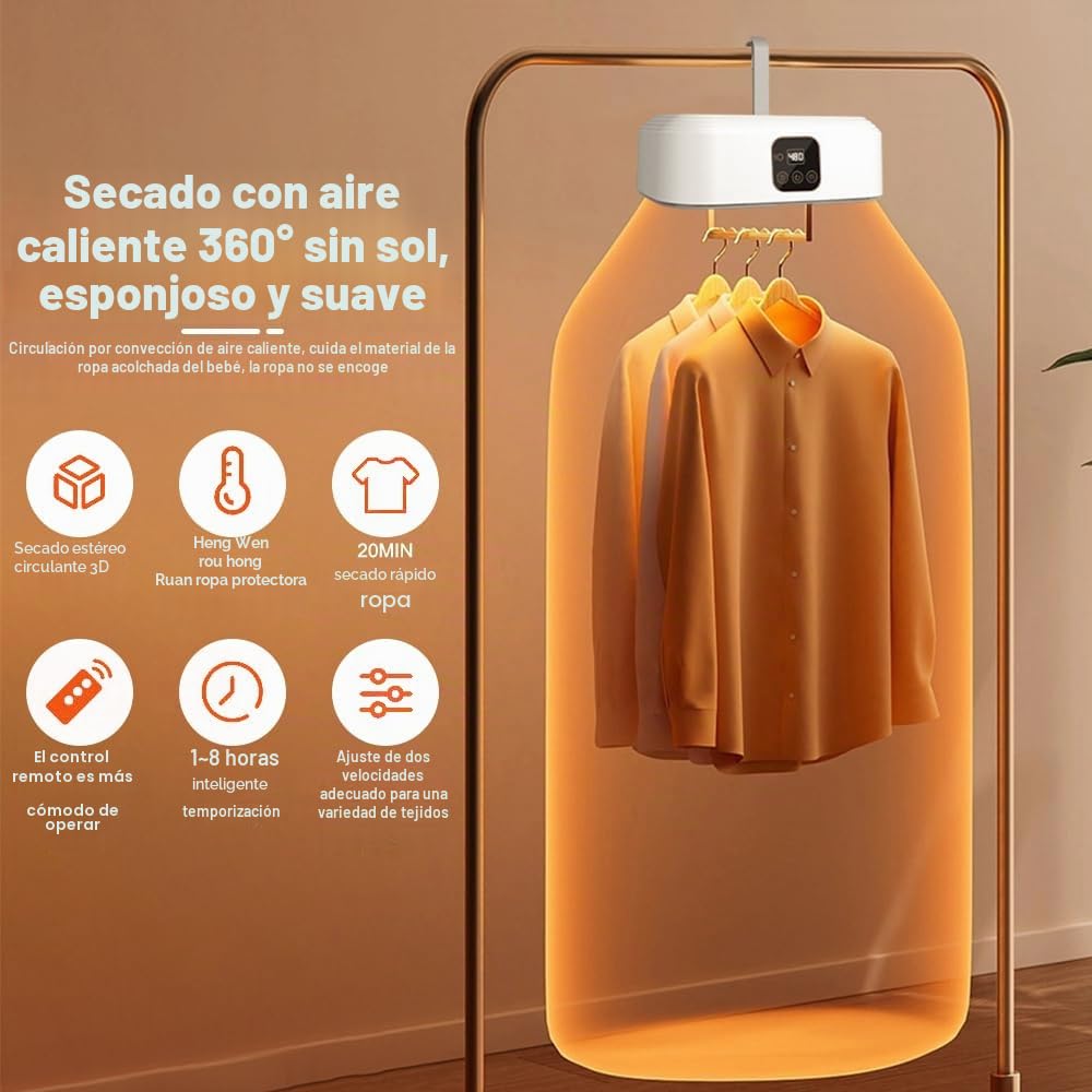 Secadora de Ropa Portatil, WDKXCN 600W Secadora de Ropa Pequeña, Mini Secadora de Ropa, Secadora Eléctrica de Ropa Portatil con Temporizador,Esterilización UV,Apagado Automático para Apartamento,Viaje