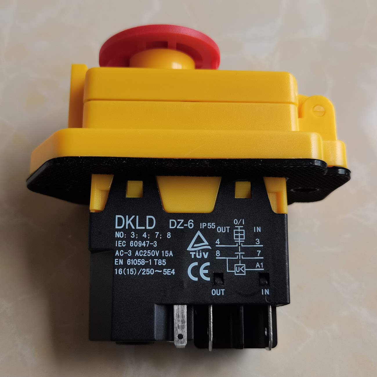 Commutateur Électromagnétique DKLD DZ-6I Bouton Arrêt D'Urgence IP55 AC 250V 16A Machine-Outil Industriel