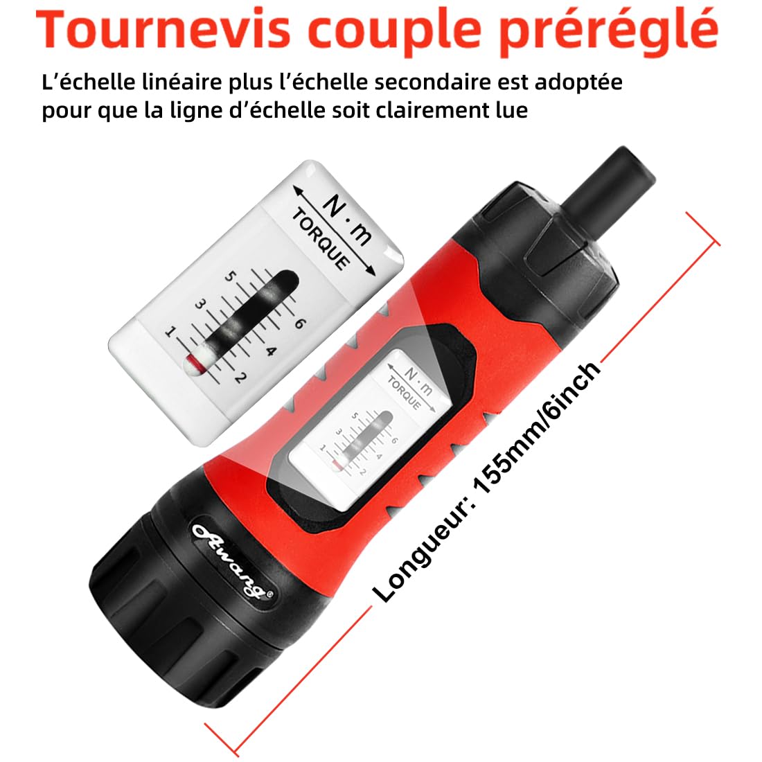 Awang Clé tournevis dynamométrique 1-6 Nm 36 pièces
