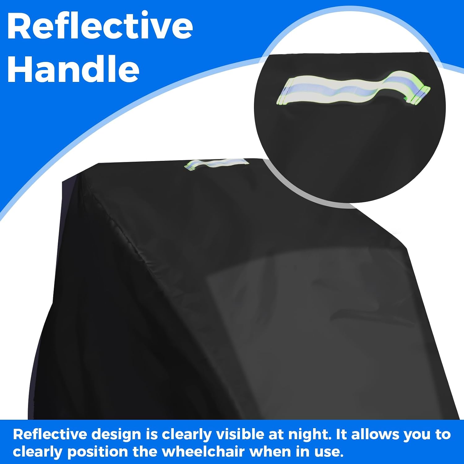 Wheelchairs Cover Waterproof, Reflective Handle,Heavy Duty Outdoor Protective for Travel Wheelchair,Electric Wheelchair,Protector from Dust Dirt Snow Rain Sun Rays, 39.4”×39.4”×29.5” Black