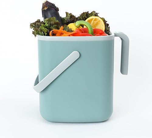 Miniatura 7 de Blue Ginkgo Cubo de compost de cocina 5 litros 1.32 galones  Sin filtro y sin olor, cubo de basura de alimentos para encimera con asas (fabricado en