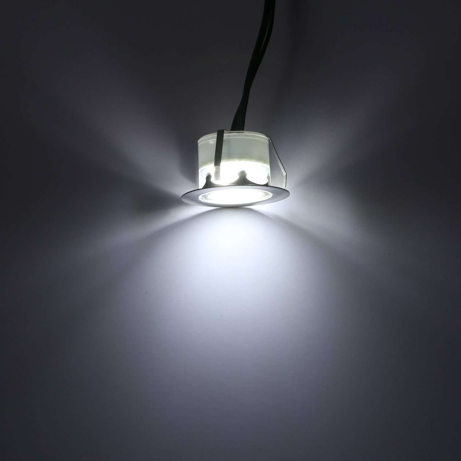 20 Spot LED Eclairage Extérieur Encastrable Sol Terrasse Bois,45mm Spots Encastré Extérieur Fait en IP67 DC12V 1W Avec Alimentation EU Pour Jardin Escalier Patio Blanc Froid