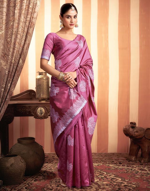 Image of SIRIL Women's Kanjivaram Soft Silk Saree Pure Silk Saree With Unstitched Blouse Piece