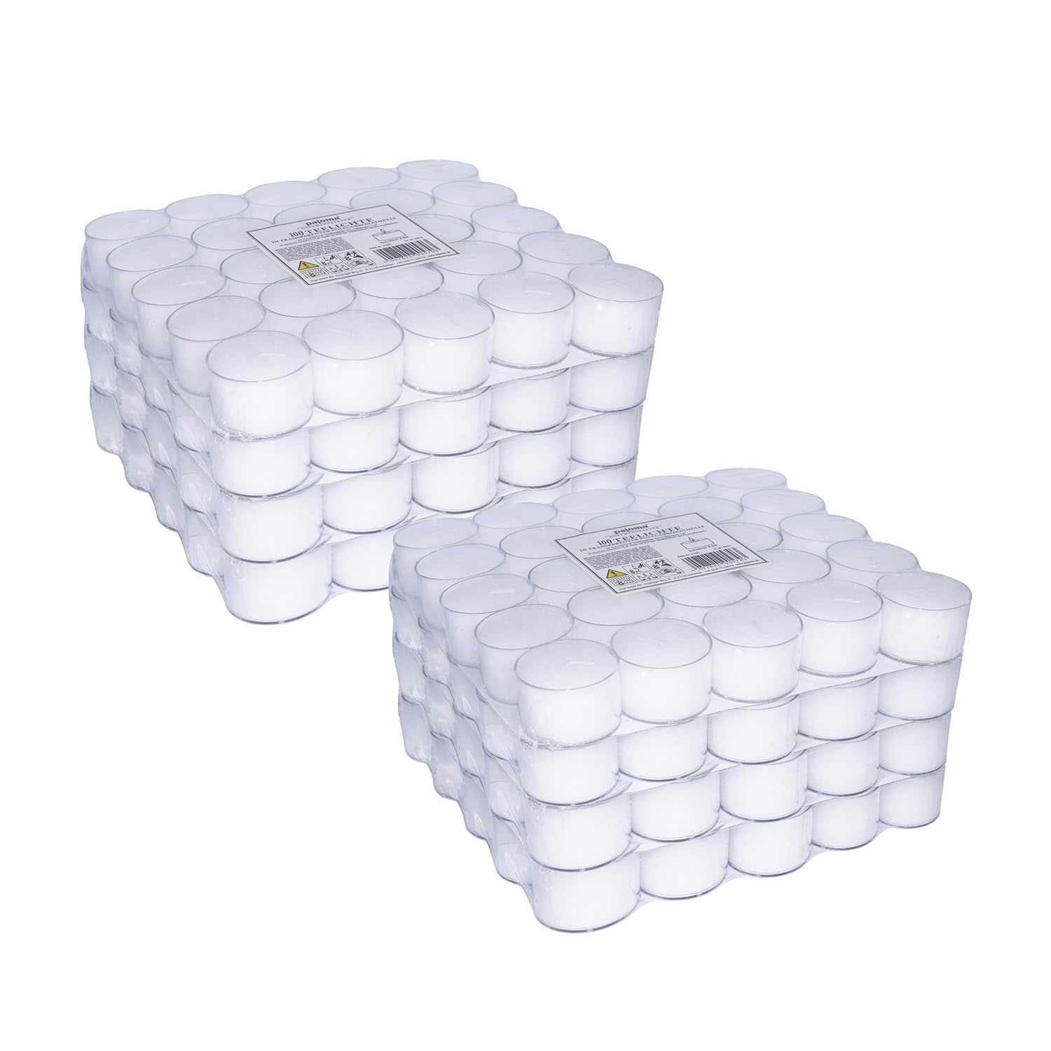 pajoma® Teelichte Weiß 2x 100 Stück | unbeduftete Teelichter | Brenndauer: ca. 8 Std. - 20g Wachsgewicht, 26 x 40 mm | Gastro, Hochzeit, Dekorieren, Feiern, Entspannen, Outdoor, Party