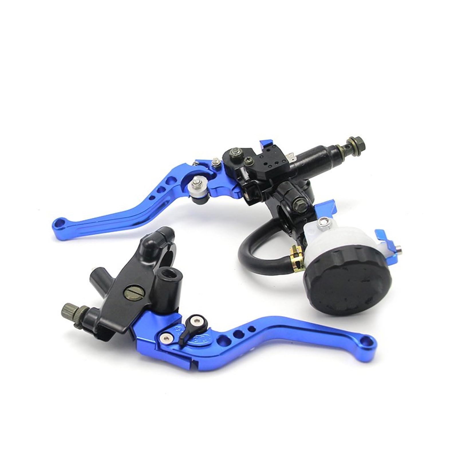Iukmr Blue Set Motorcycle Clutch Brake Lever 7/8" 22Mm Motorcycle Clutch Brake Master Cylinder Reservoir Levers Kit Fluid Set(Blue Set)
