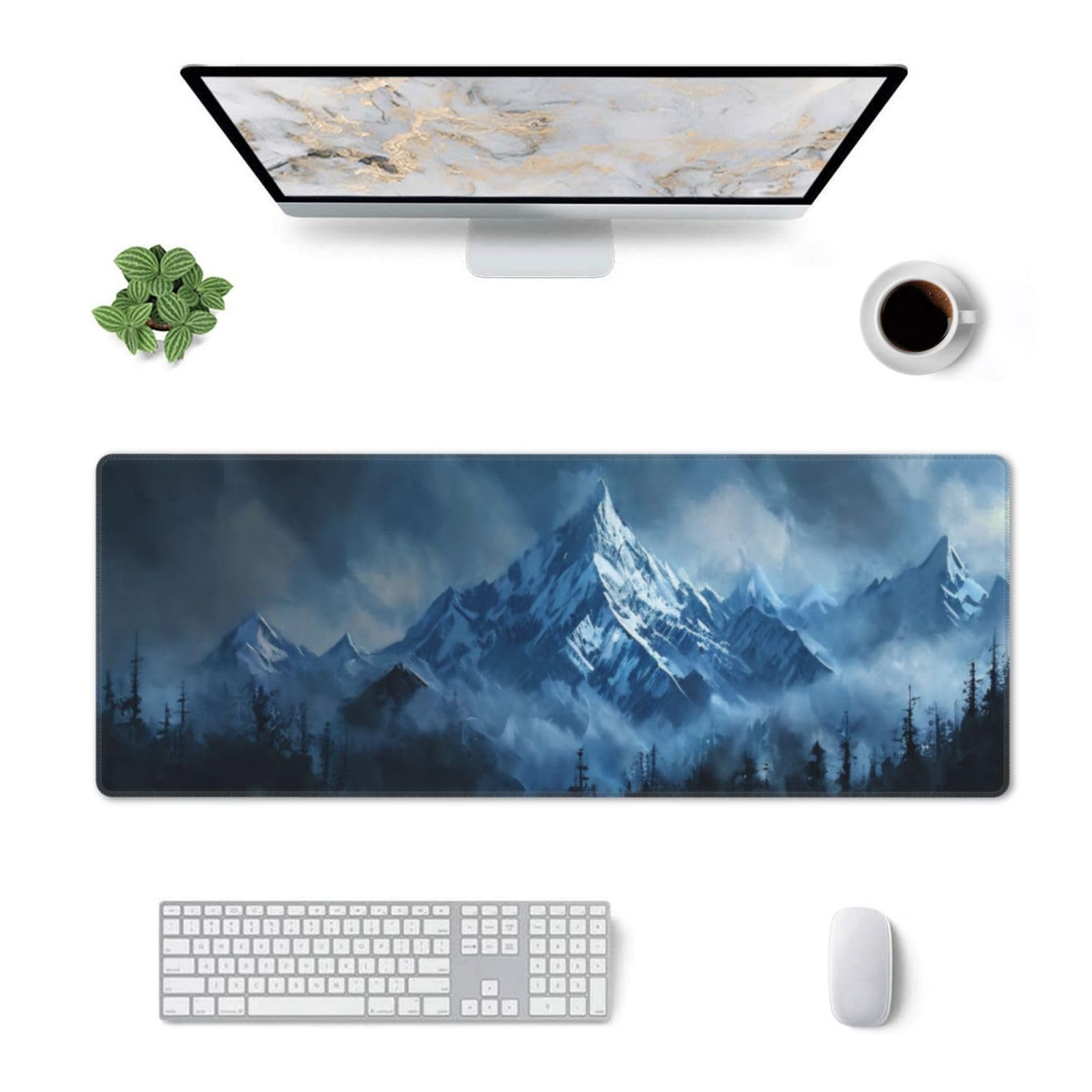 Alfombrilla de mouse para juegos, alfombrilla de mouse grande con base de goma antideslizante, alfombrilla de mouse para teclado, alfombrilla de escritorio con bordes cosidos, 31.5 x 11.8 pulgadas,