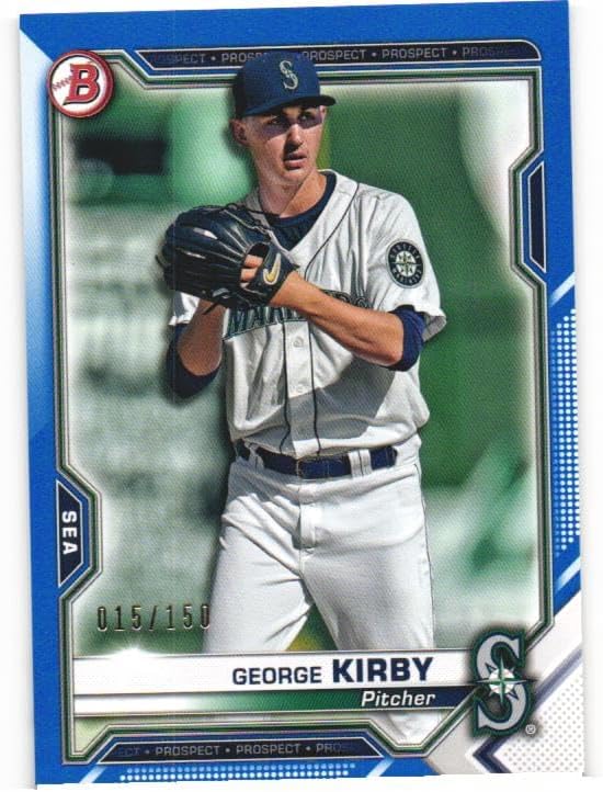 GEORGE KIRBY 2021 Bowman Prospects #BP117 BLUE PARALLEL Rookie Card RC #015 of only 150 Made! Seattle Mariners Baseball