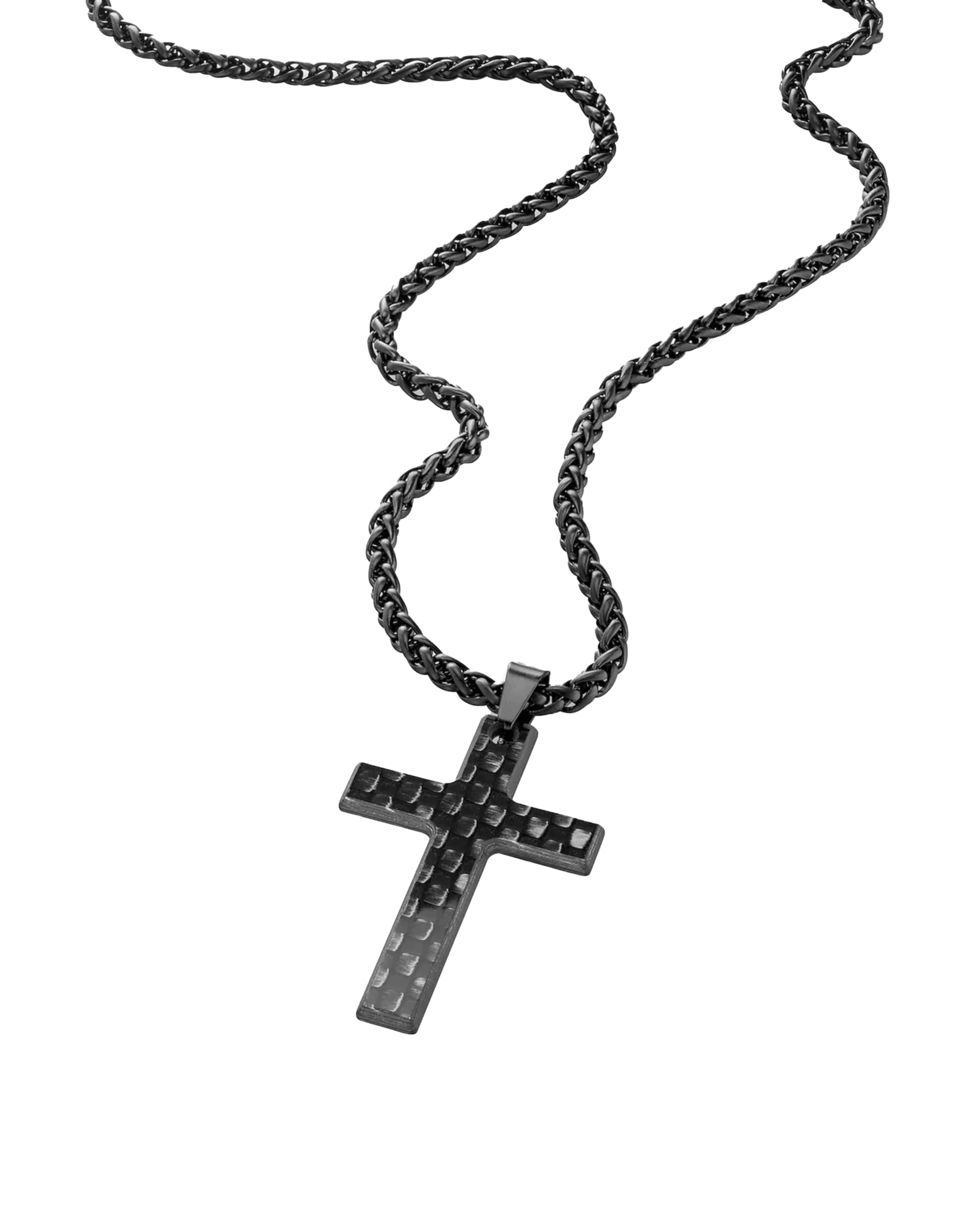 Vaith Chain Kreuzkette für Damen und Herren Halskette mit Kreuz Anhänger aus Carbon und Edelstahl