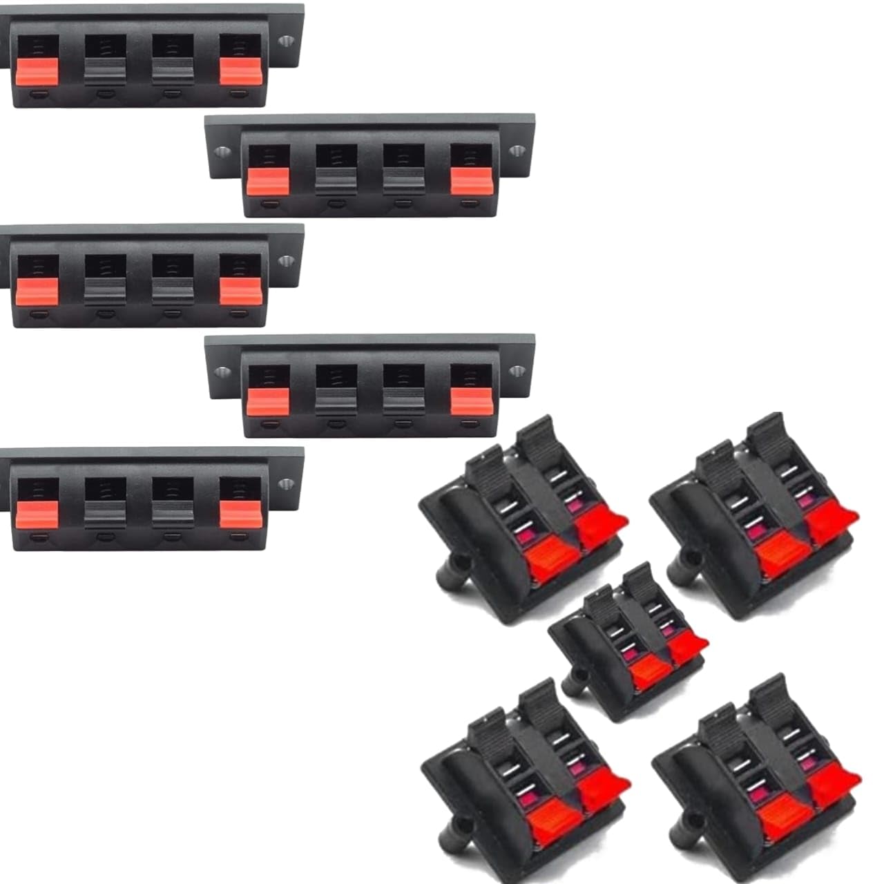 Harsh Enterprises (PACK OF 5) Speaker Push Wire Jointer Socket 5 (Speaker Push Wire Jointer Socket 5, For TV, 4 m) (Pack of 5) QBM 4 Pin Speaker Terminal Block 4 (Black, For TV, 7 m) (Pack of 10)-image-48