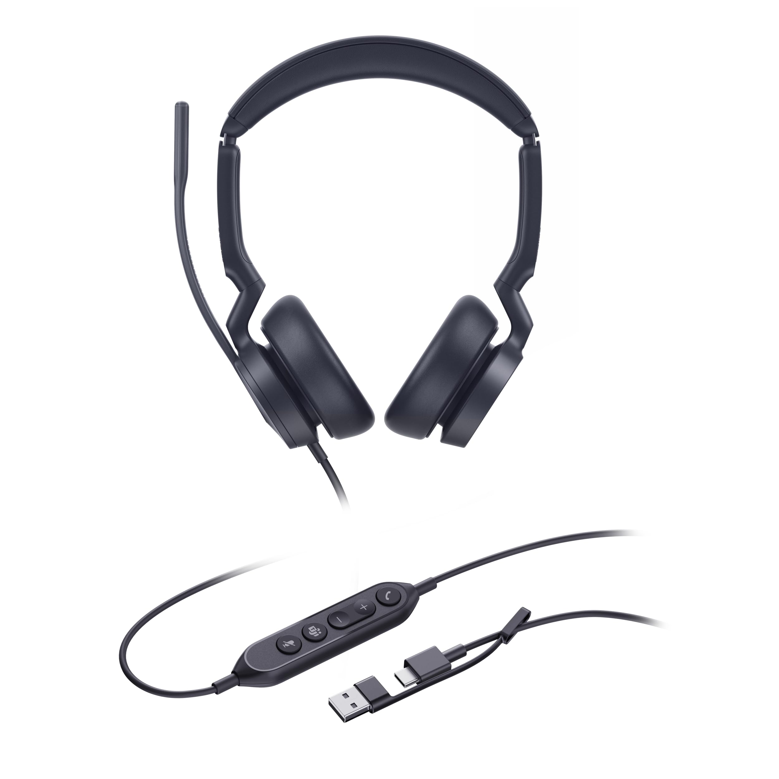 Yealink Casque Filaire UH46 Dual USB avec Adaptateur USB-C/A, Variante Teams