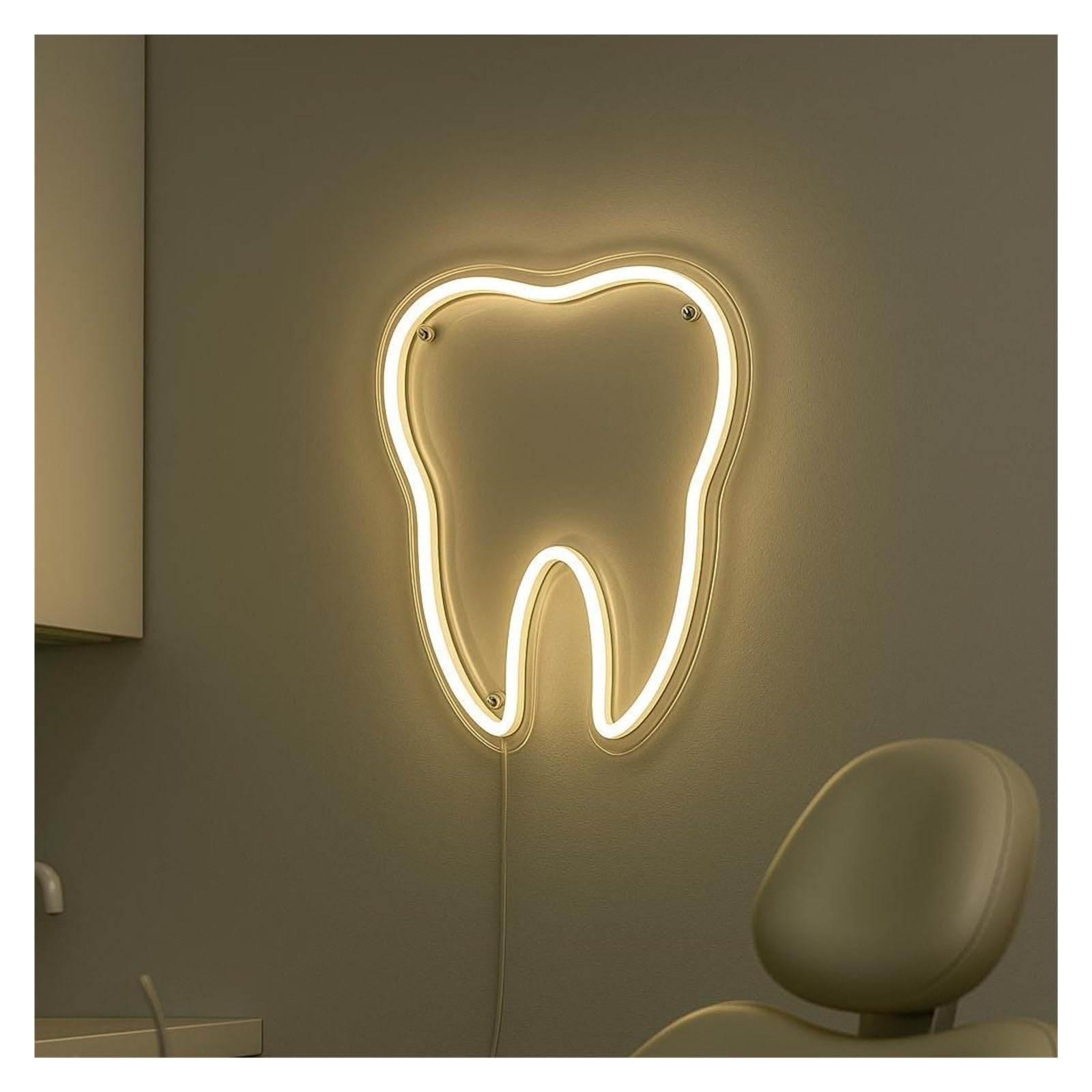 Shouxi B Sign Lamp Tooth Neon Sign, Suitable For Dentist Office Wall Decor With Dimmable 38Cm