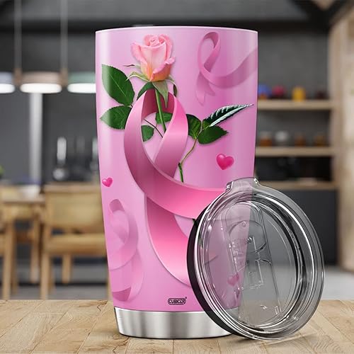 Miniatura 3 de CUBICER Regalos para pacientes con cáncer de mama, mujeres, abuelas, niñas, sobrevivientes, accesorios de concienciación, vaso de cinta, vasos de