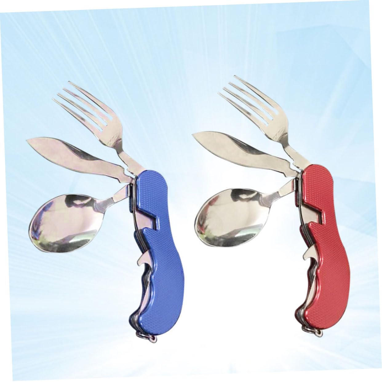 INOOMP 3 Set bacchette cucchiaio forchetta chiudibili pieghevoli cucchiaio da campeggio portatile utensili da portata in acciaio inossidabile posate pieghevoli piega