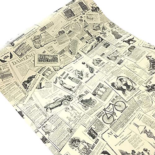 WDragon Papel pintado decorativo para muebles de periódicos vintage adhesivo, 45 cm x 250 cm Cover