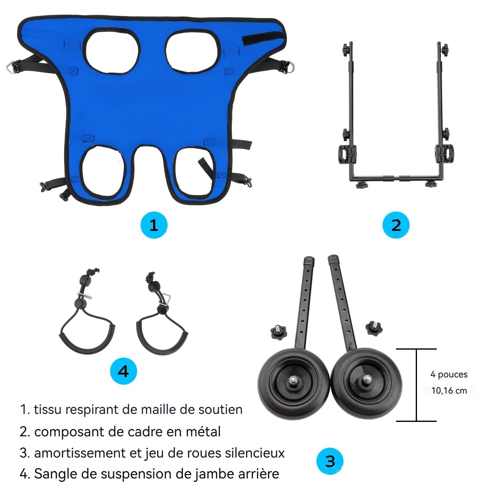 Chariot réglable pour animal domestique handicapé, aide à la mobilité des membres postérieurs, aide à la mobilité des chiens, outils de rééducation, promenade, pattes d'animaux de compagnie léger