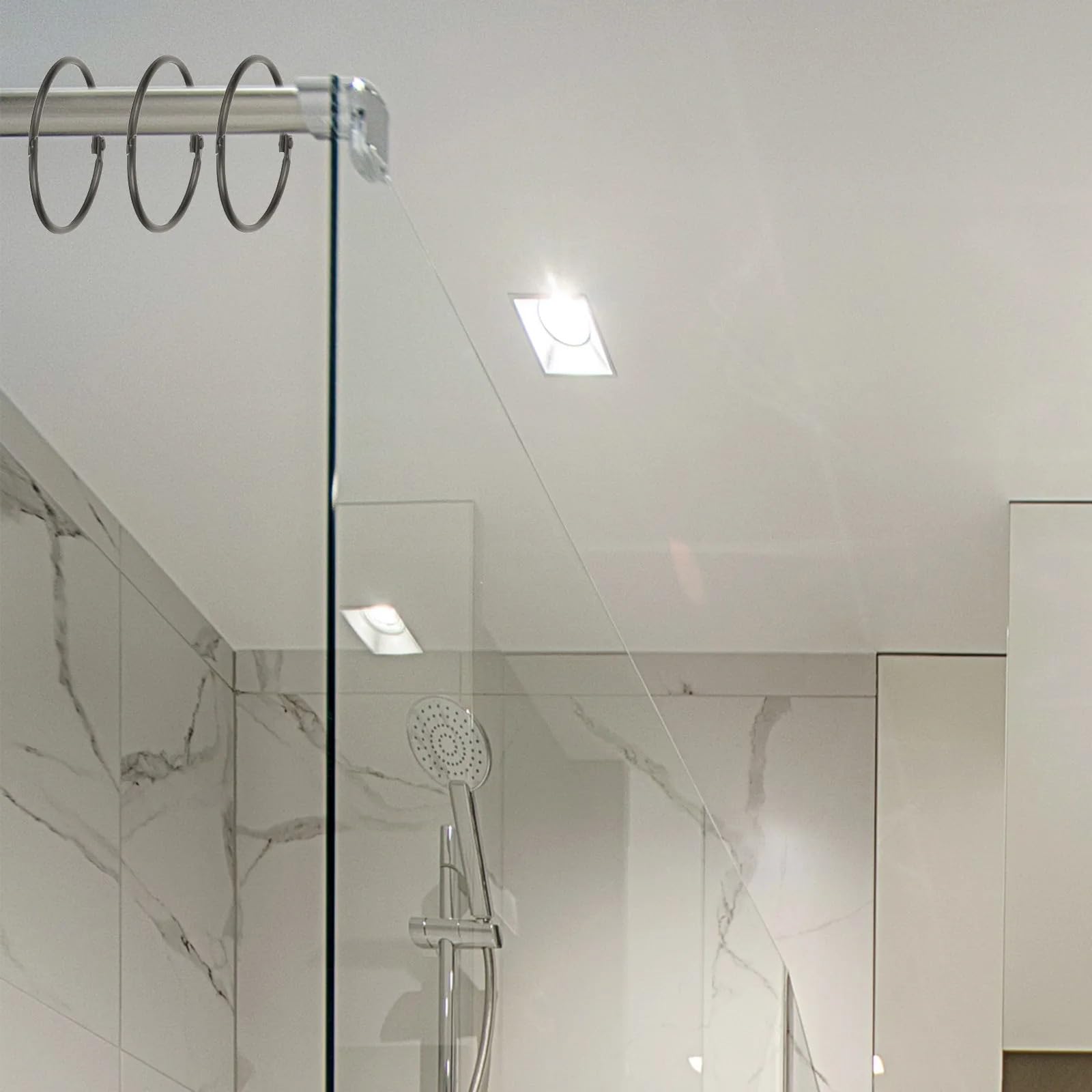 Anneaux Rideaux Douche Anneau de Rideau Circulaire 30 pièces | Anneaux de douche ronds en fer, finition polie élégante for la décoration de la salle de bain, essentiels for les invités