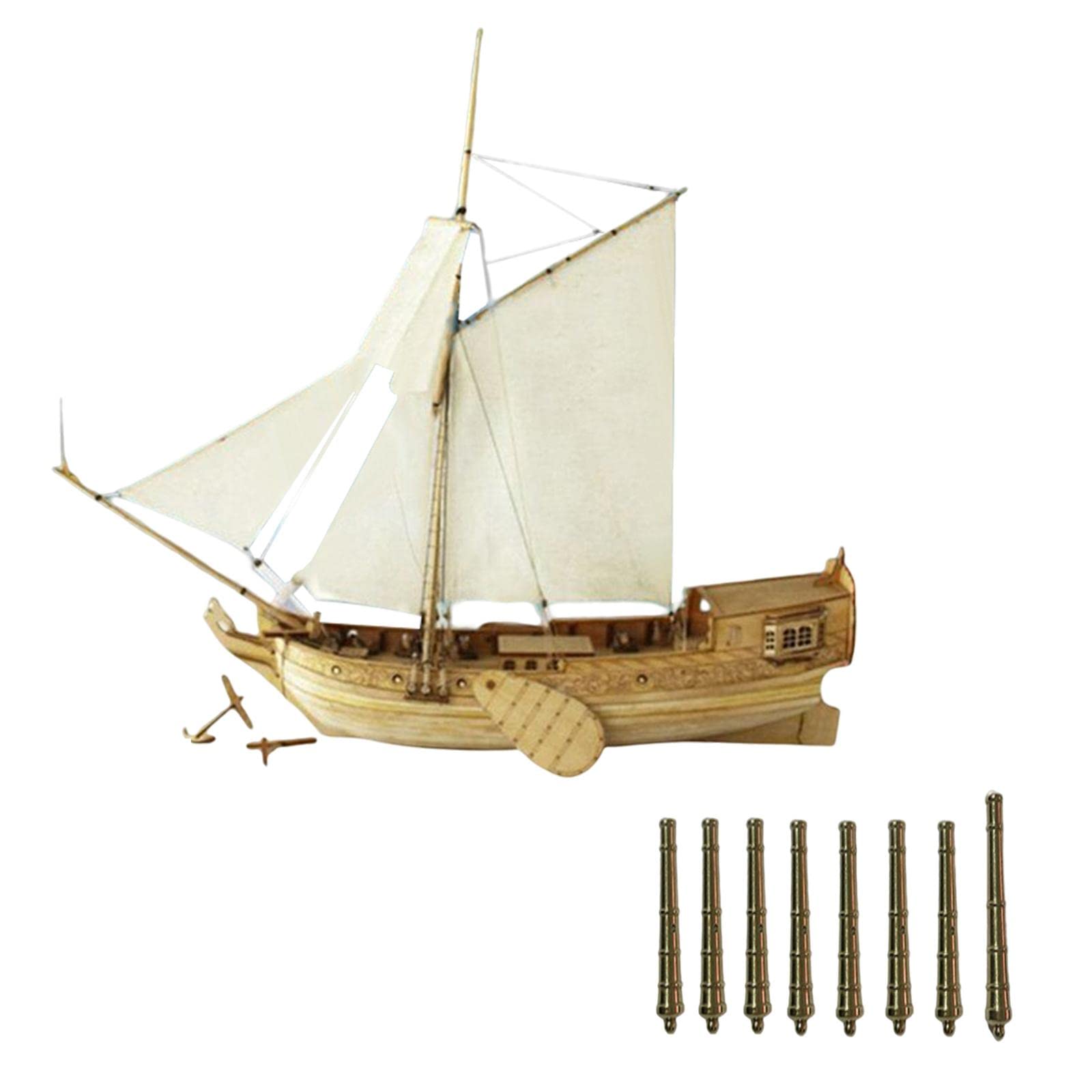 Modelo de Barco a Escala 1/80 Kit Maqueta de Madera Rompecabezas 3D Barco de Vela Maqueta Naval de Madera Artesanía DIY para con, Cañón de Bronce 8 Piezas