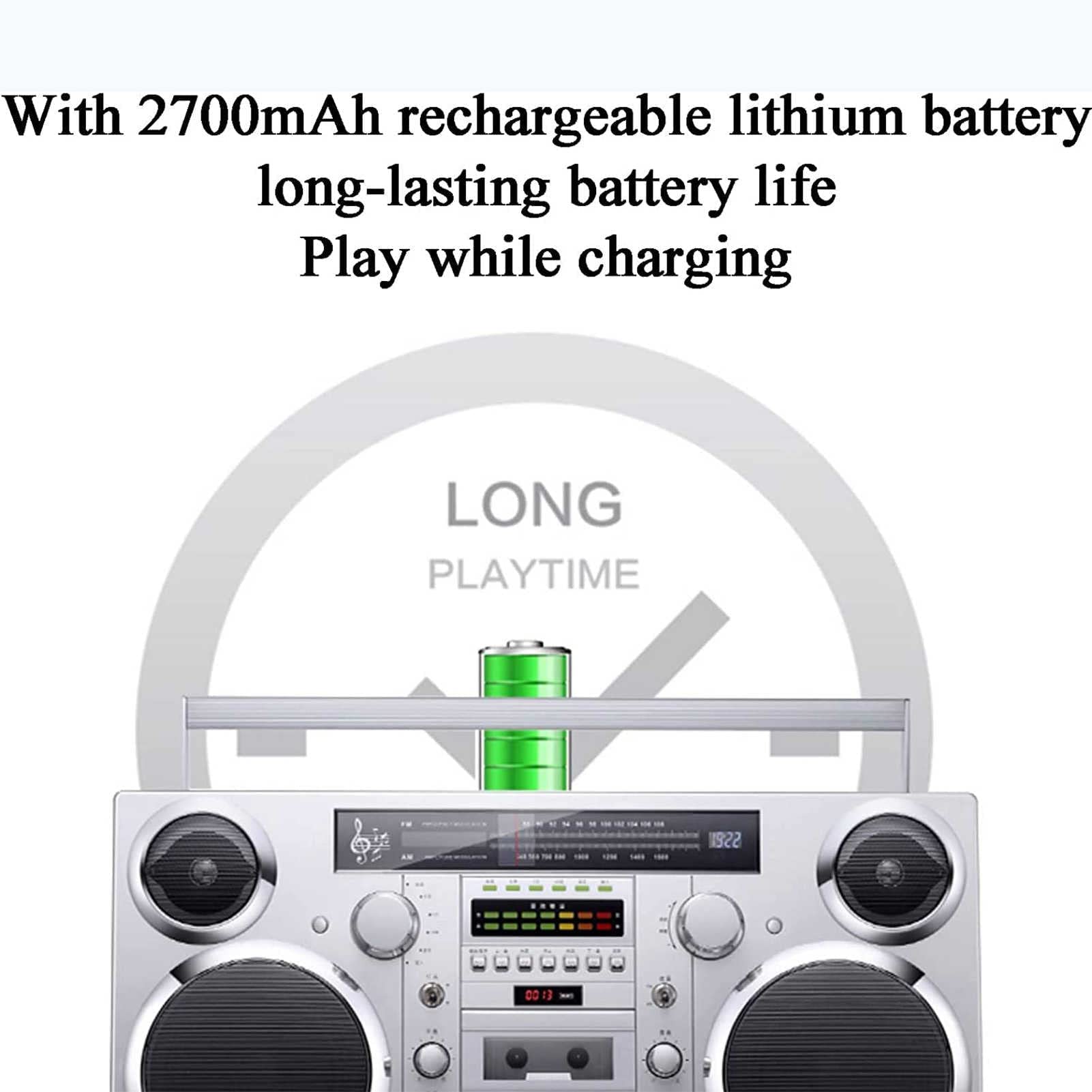 Retro Trend - Reproductor de CD inalámbrico + altavoz Boombox de casete | Bluetooth 5.0 para conexión rápida radio AM/FM y reproducción SD/AUX/USB, salida de auriculares con un solo toque, grabación