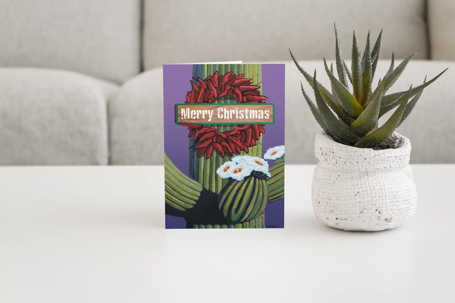 Stonehouse Collection | Personalized Merry Christmas Saguaro Christmas Card | 24 Custom Southwest Cards & Envelopes | Western, Southwest| USA Made (Personalized)