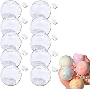Blank Skin Squeeze Ball Hollow Ball DIY Squeeze Toy with Lid Handmade 10pcs Stress Ball Skin Kit Noisy Sand Expander Tool Vacuum Squeeze Glutinus Pressure Ball Milky Craft Kit Clear, 6cm