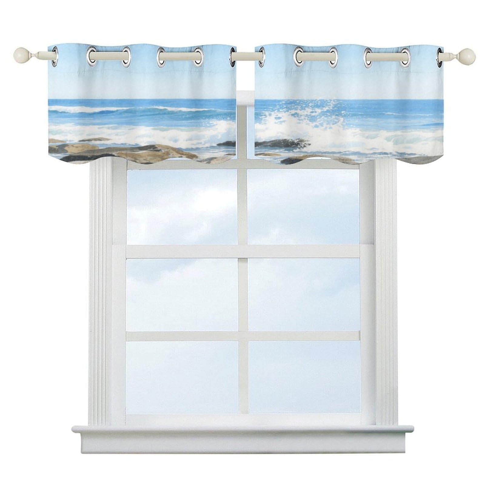 Fekiloot Style Glacier Cracks Short Curtains Valance Curtain