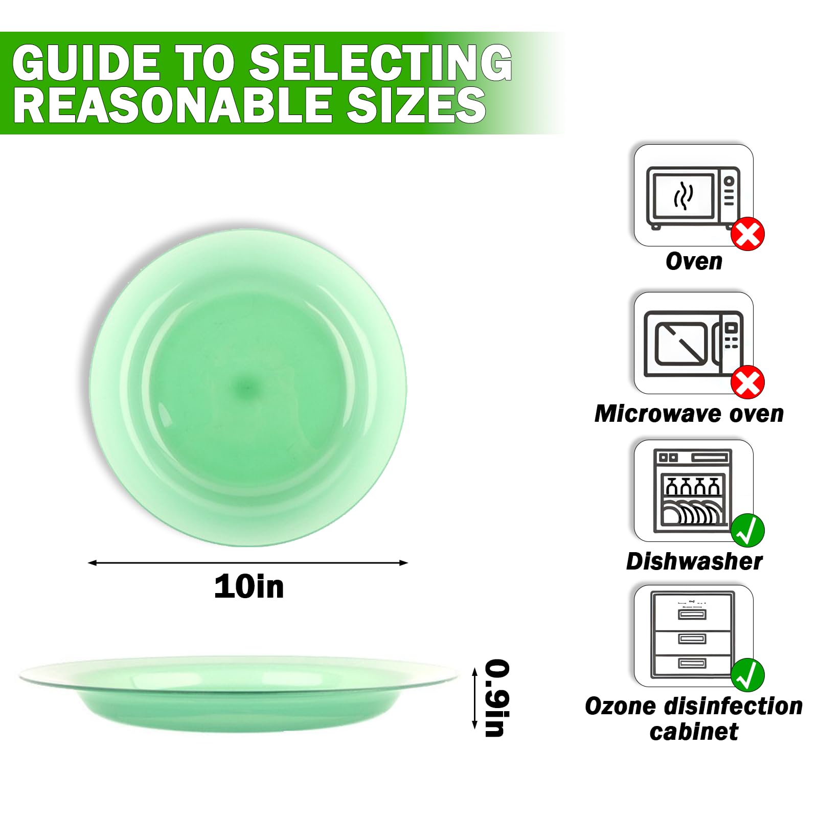 Eidoct 30 Pack Reusable Plastic Plates, 10 Inch/25cm Round Dinner & Side Plates for Picnic Kids, Toddler, Indoor Outdoor Use - Image 2
